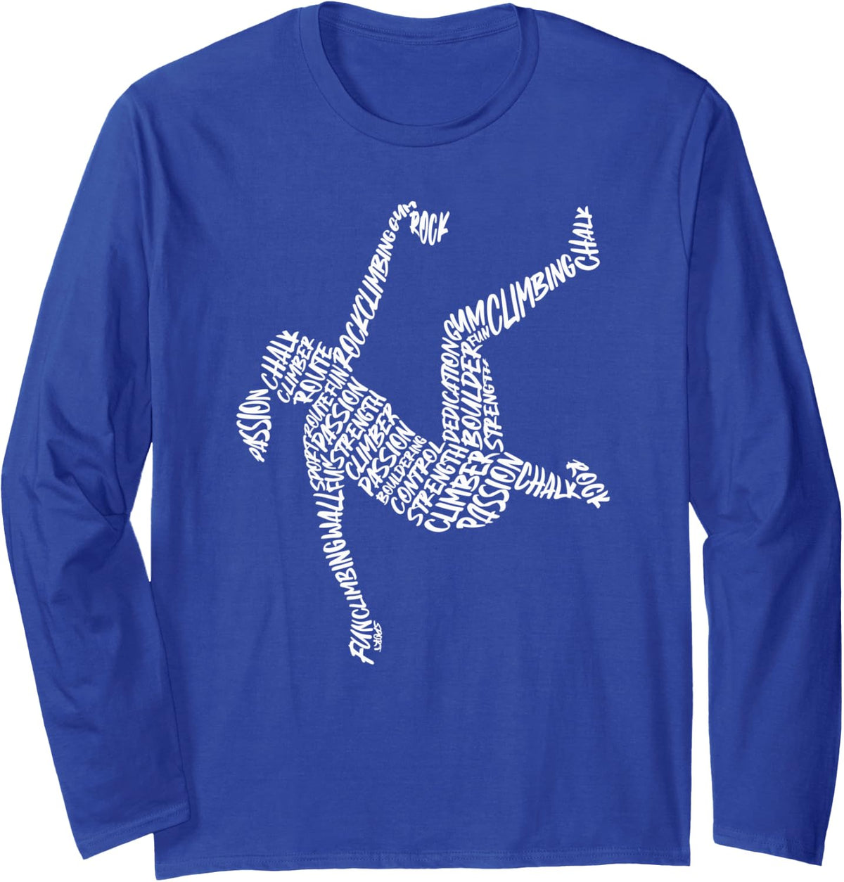 Climbing Bouldering Typography Kids Girls Women Rock Climber Long Sleeve T-Shirt - Adult Unisex Royal Blue