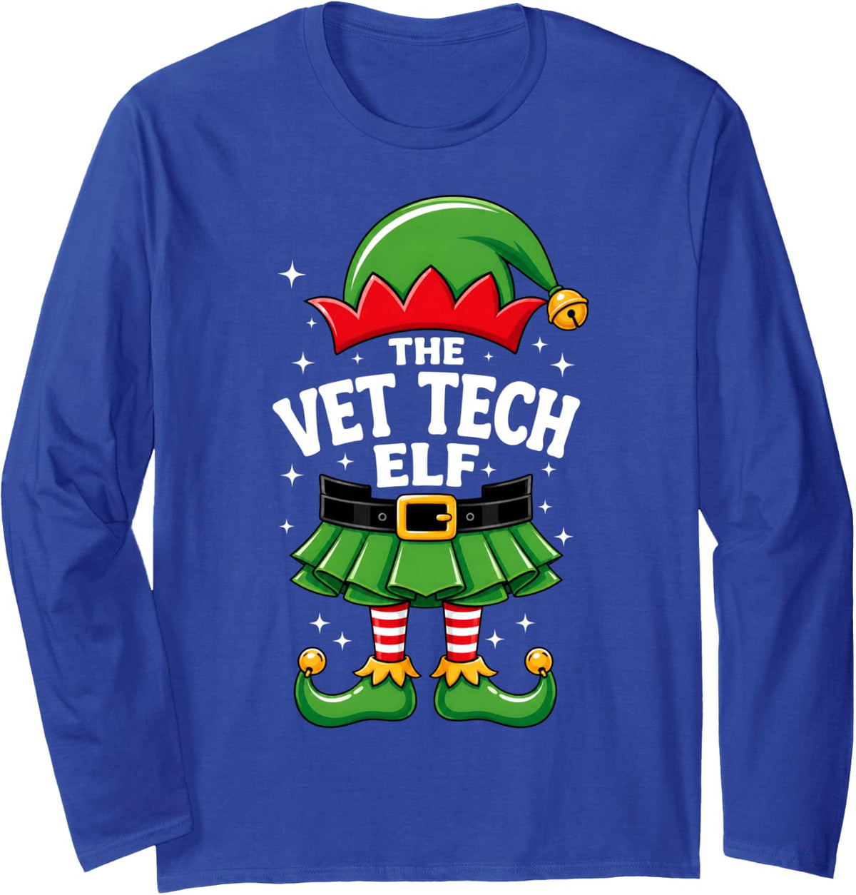 Vet Tech Elf Christmas Matching Family Xmas Elf Costume Long Sleeve T-Shirt - Adult Unisex Royal Blue