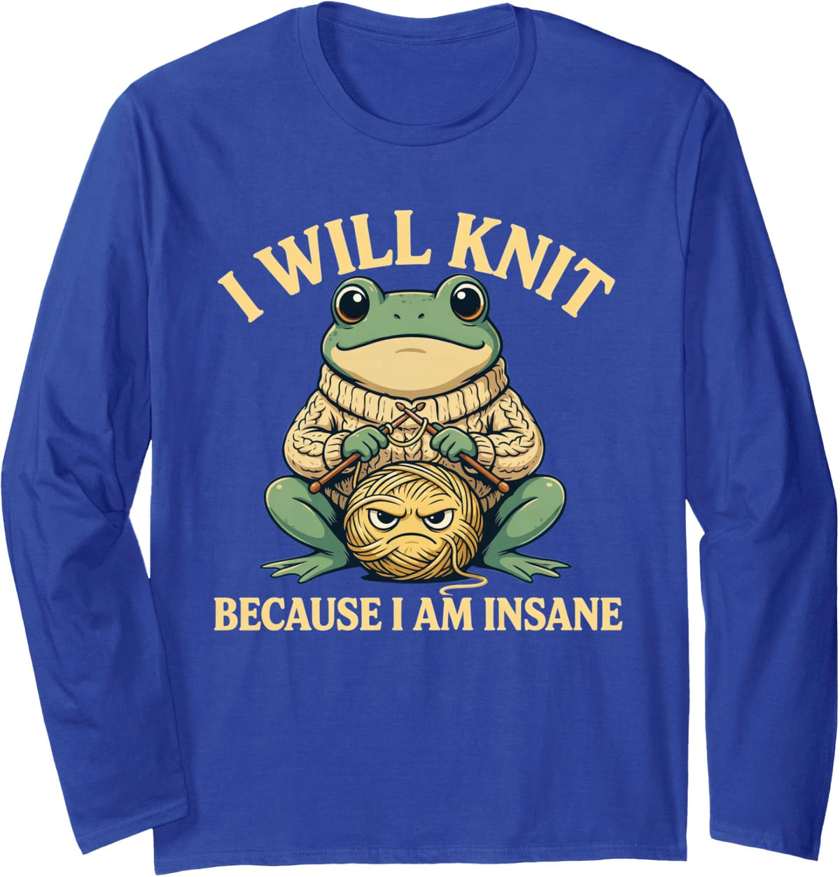 Knitting Knit Knitter Hand Long Sleeve T-Shirt - Adult Unisex Royal Blue
