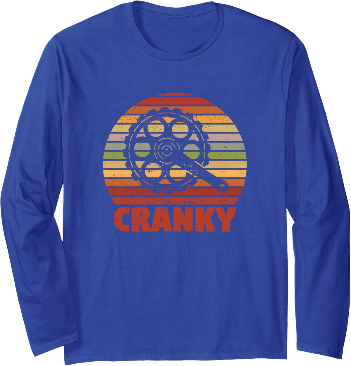 Cranky Funny Bicycle Lover Crank Cycling Biker Mountain Bike Long Sleeve T-Shirt - Adult Unisex Royal Blue
