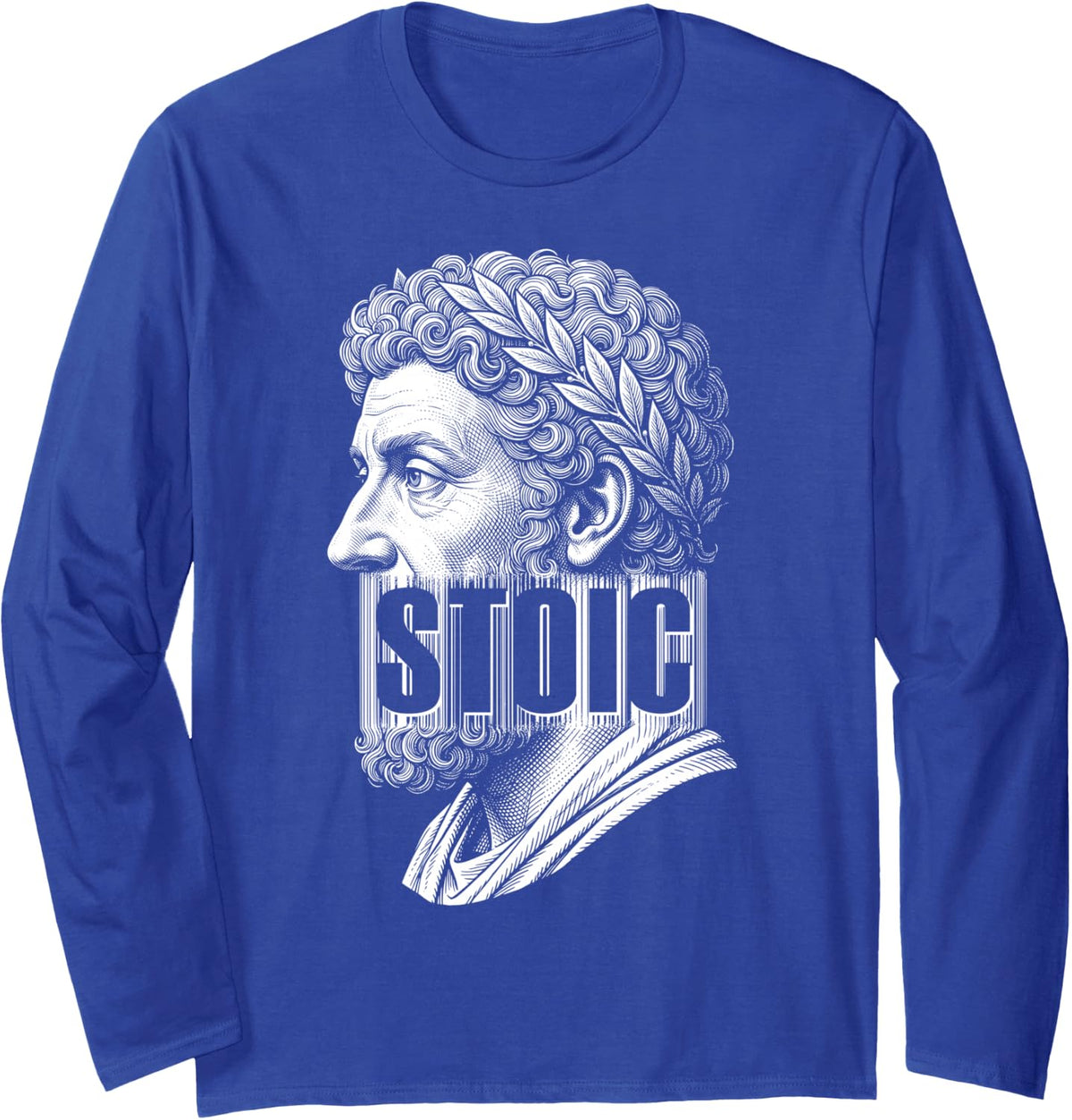 Marcus Aurelius Stoic Philosophy Barcode Philosopher Long Sleeve T-Shirt - Adult Unisex Royal Blue