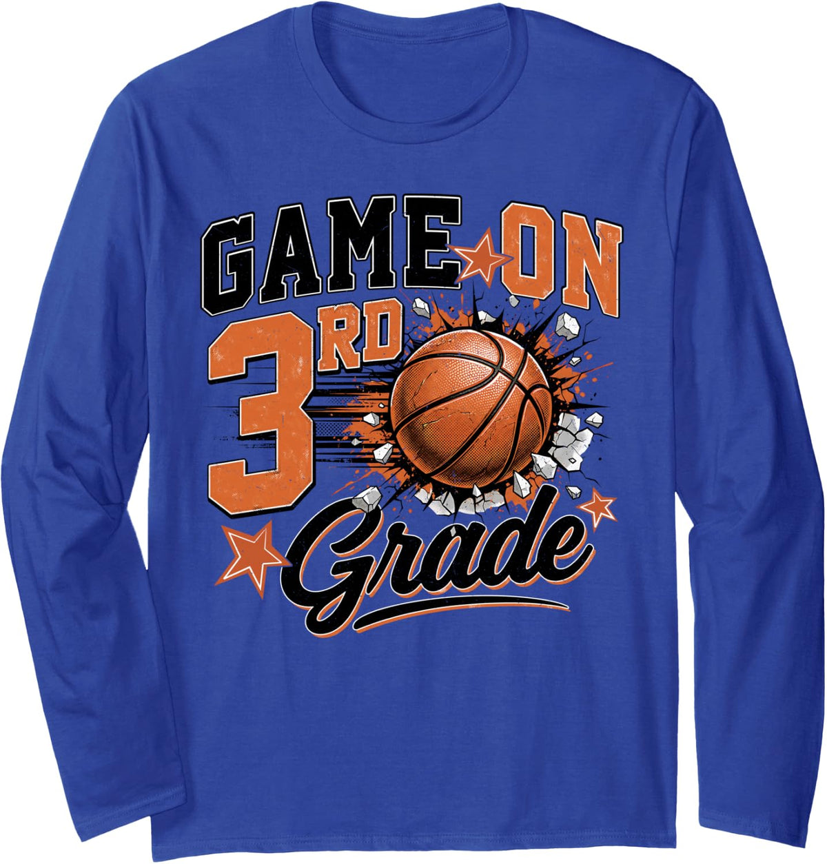 Game On 3rd Grade Basketball Back to School Teachers Boys Long Sleeve T-Shirt - Adult Unisex Royal Blue