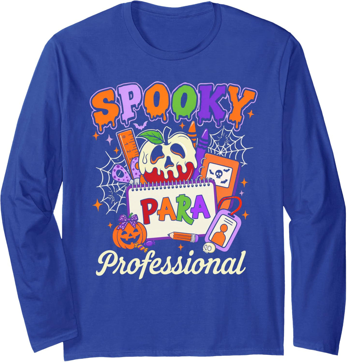 Spooky para Professional Halloween Paraprofessional Pumpkin Long Sleeve T-Shirt - Adult Unisex Royal Blue