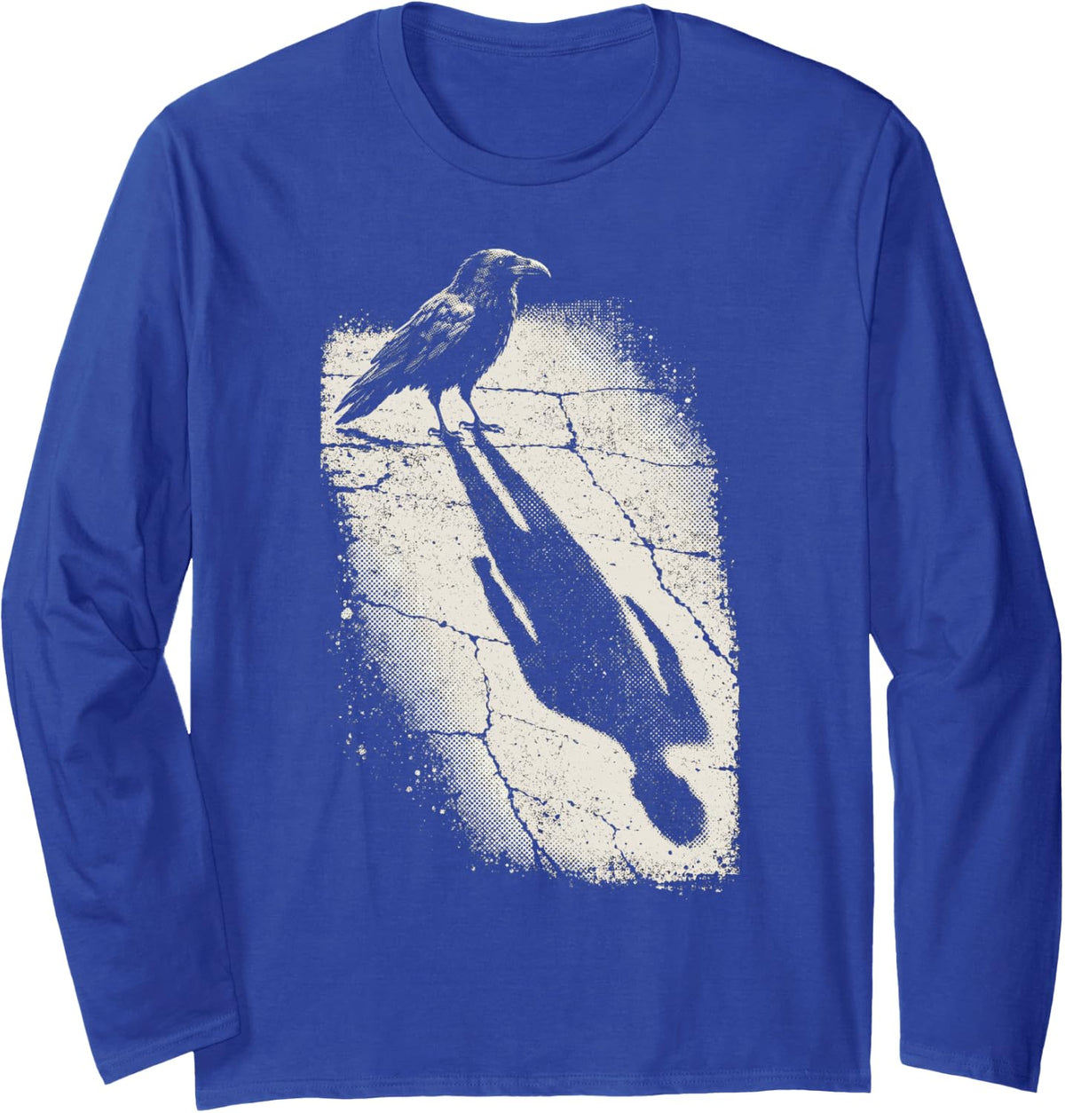Gothic Raven Lovers Gothic Horror Halloween Long Shadow Long Sleeve T-Shirt - Adult Unisex Royal Blue