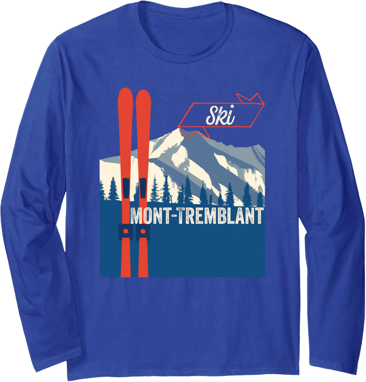 Mont-Tremblant Ski Gear - Mont-Tremblant Mountain Skiing Long Sleeve T-Shirt - Adult Unisex Royal Blue