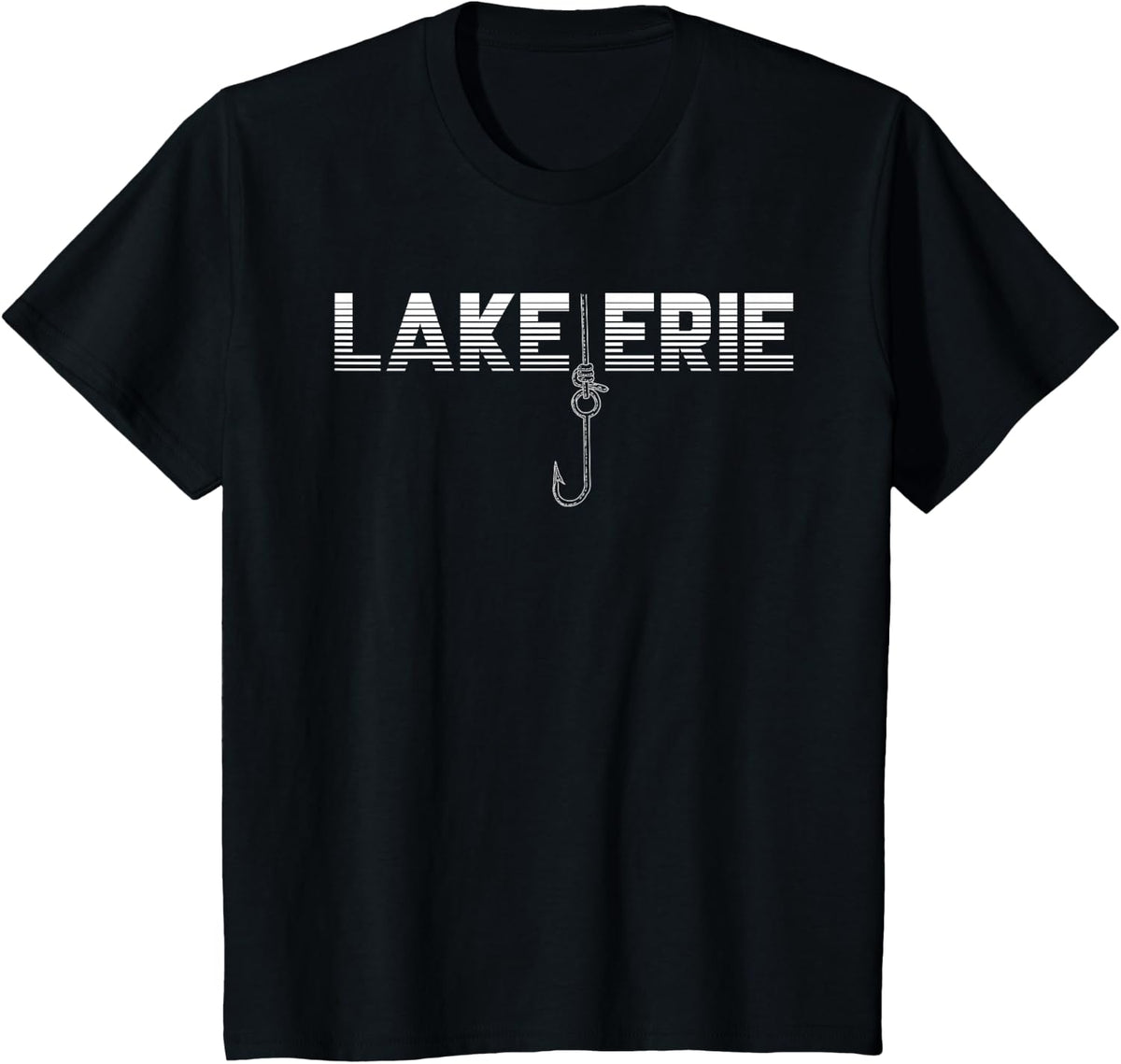 Lake Erie Shirt with a Walleye Hook Design Makes nice Gift T-Shirt - Black