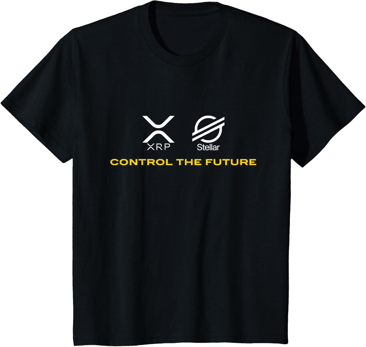 Cryptocurrency t-Shirt XRP XLM Coin Control The Future T-Shirt - Black