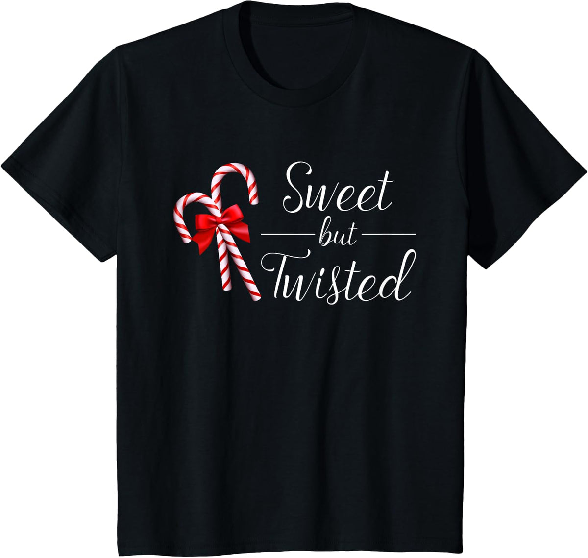 Sweet But Twisted Candy Cane Christmas Xmas T-Shirt - Black