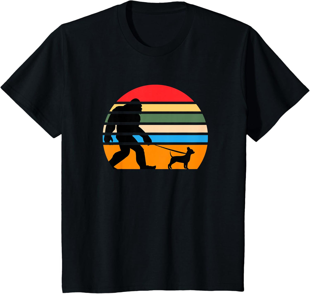 Dog Lover Bigfoot Retro Design Chihuahua Vintage T-Shirt - Black