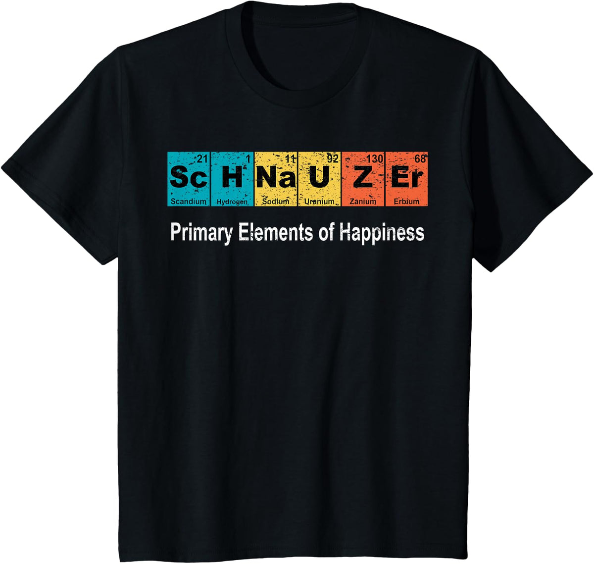 Vintage Schnauzer Dog Science Funny Periodic Table Pet Gift T-Shirt - Black