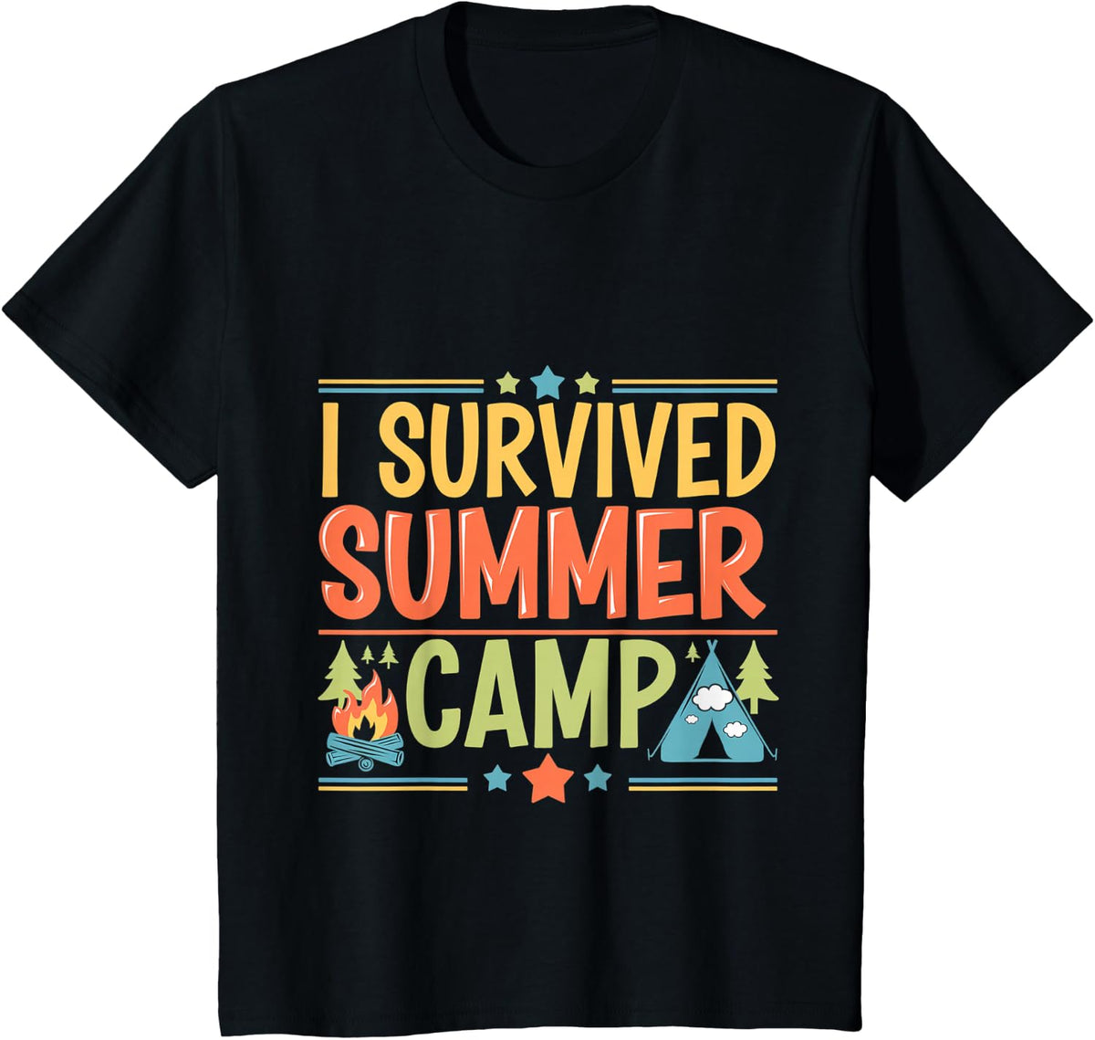 I Survived Summer Camp Camper Outdoor Survivor --- T-Shirt - Black