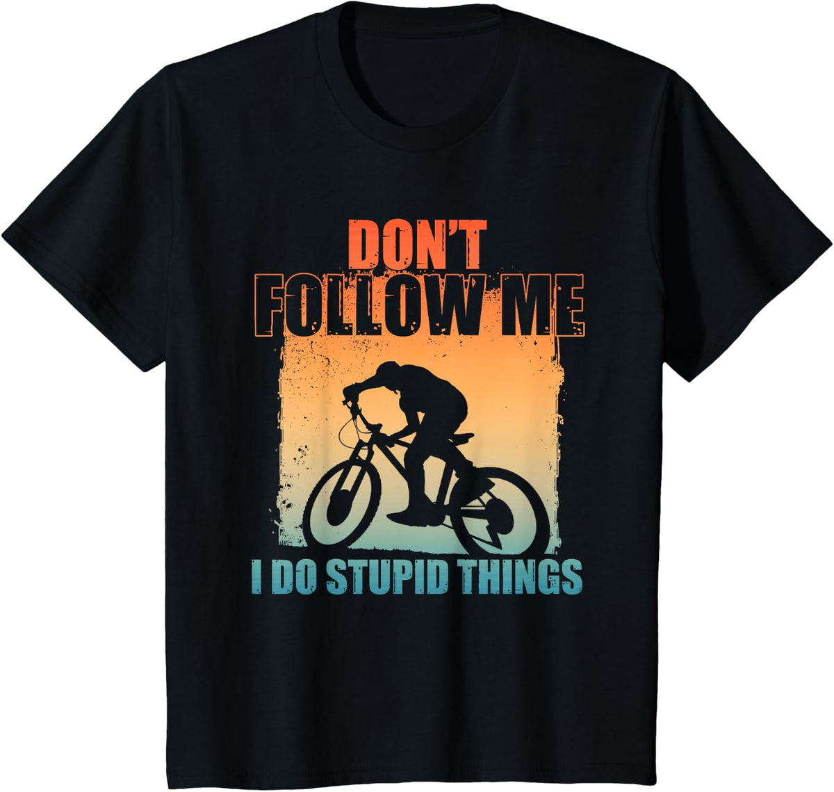 Funny Mountain Biking Art For Men Women Cycling Downhill MTB T-Shirt - Black