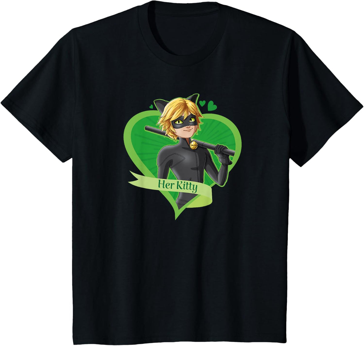 Miraculous Ladybug Valentine's Day Love from Her Kitty T-Shirt - Black