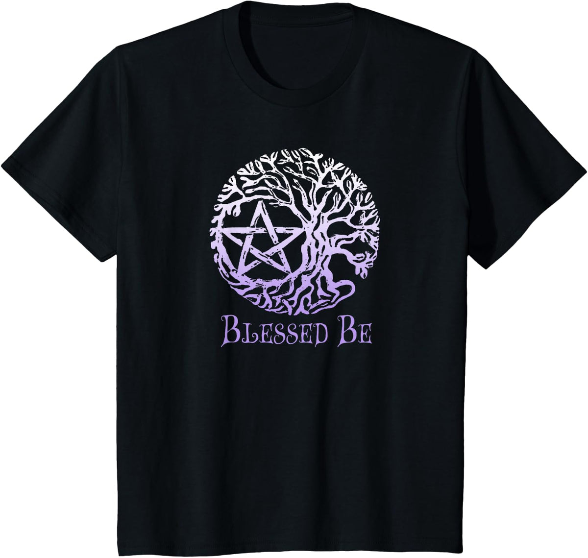 Wiccan and Pagan T-Shirts, Tree of Life Pentacle, Blessed Be T-Shirt - Black