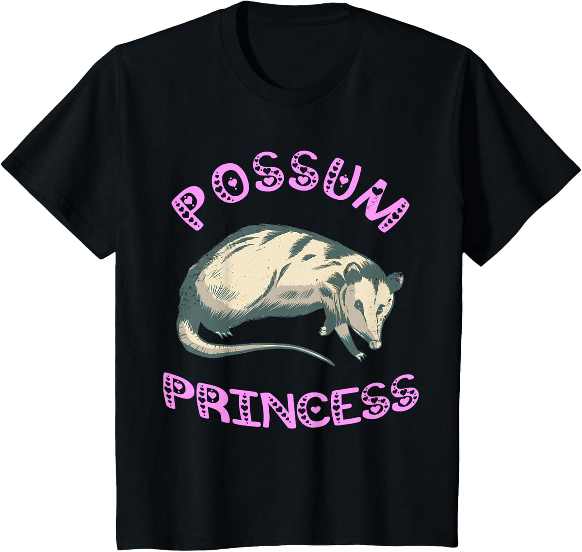 Possum Princess Cute Opossum Rat Lover Trash Cats Marsupials T-Shirt - Black