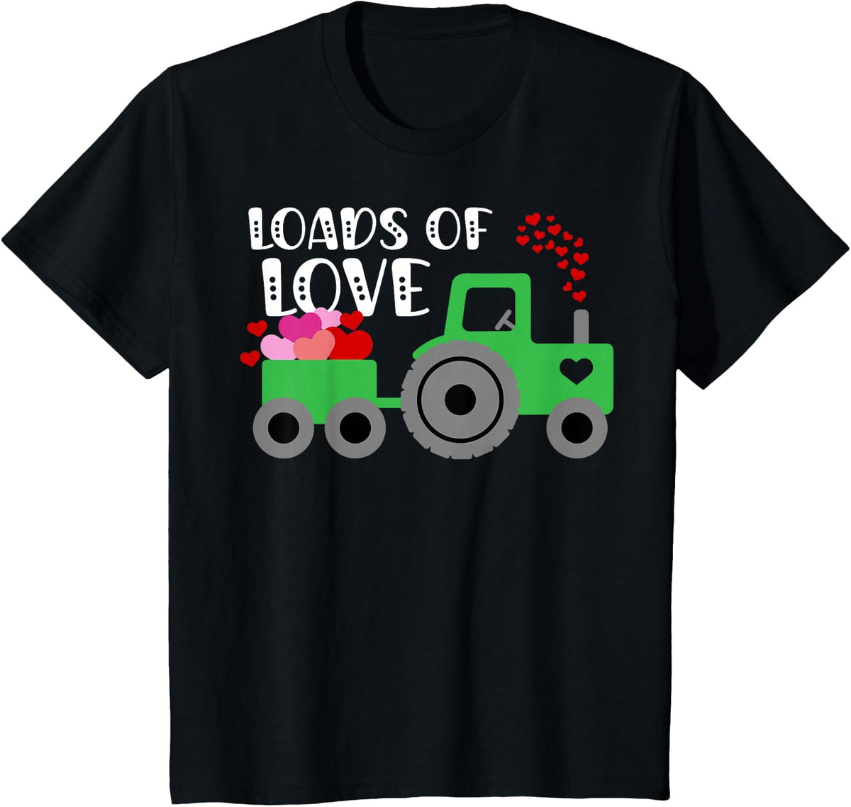 Loads Of Love Valentines Day Tractor T-Shirt - Black