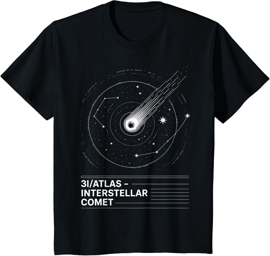 3I/Atlas Interstellar Comet Space Comet 3I Atlas T-Shirt - Black