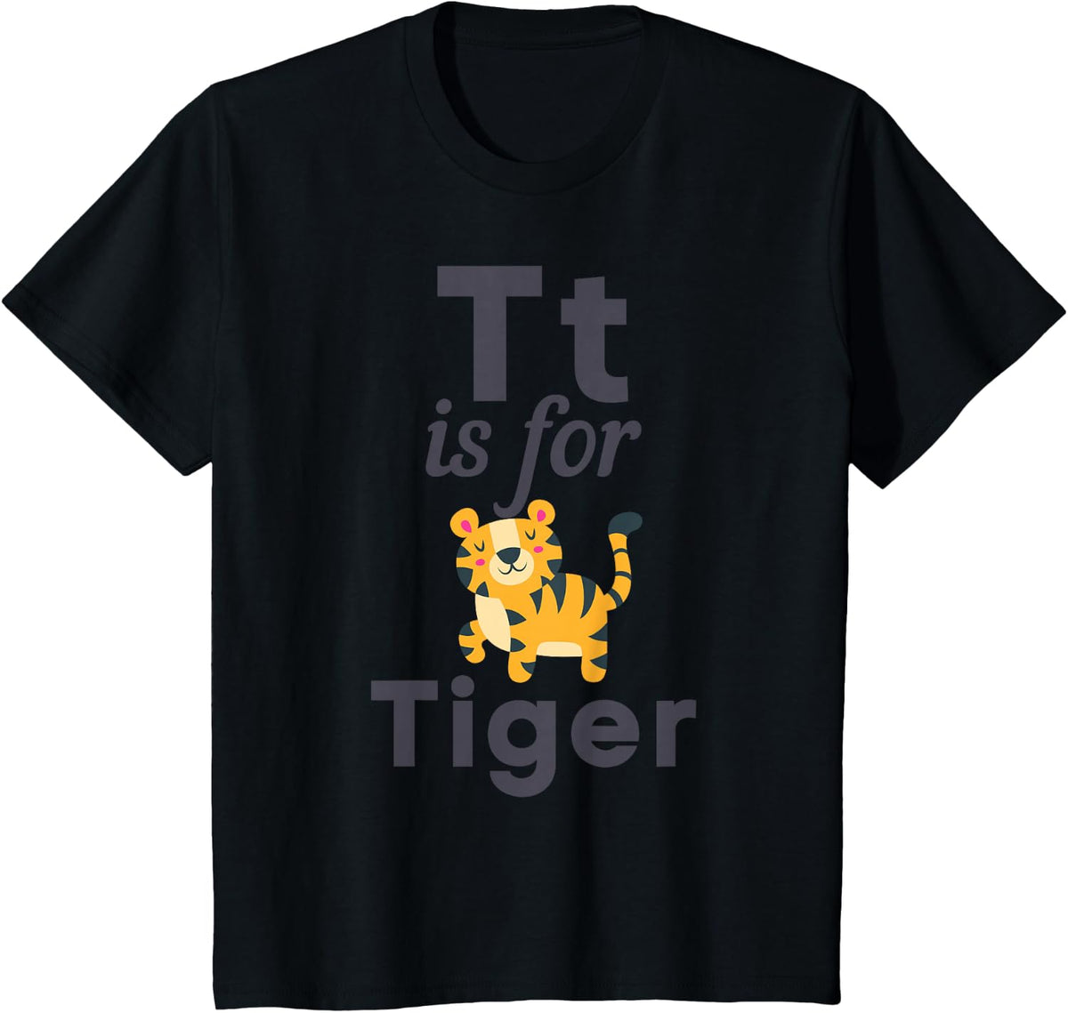 T is for Tiger Pre-School Kindergarten Teacher Student Kids T-Shirt - Black