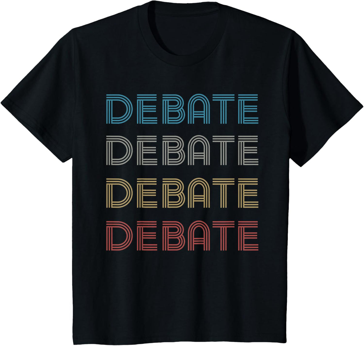 Debate Vintage Repeated Debate Lovers Retro Style T-Shirt - Black