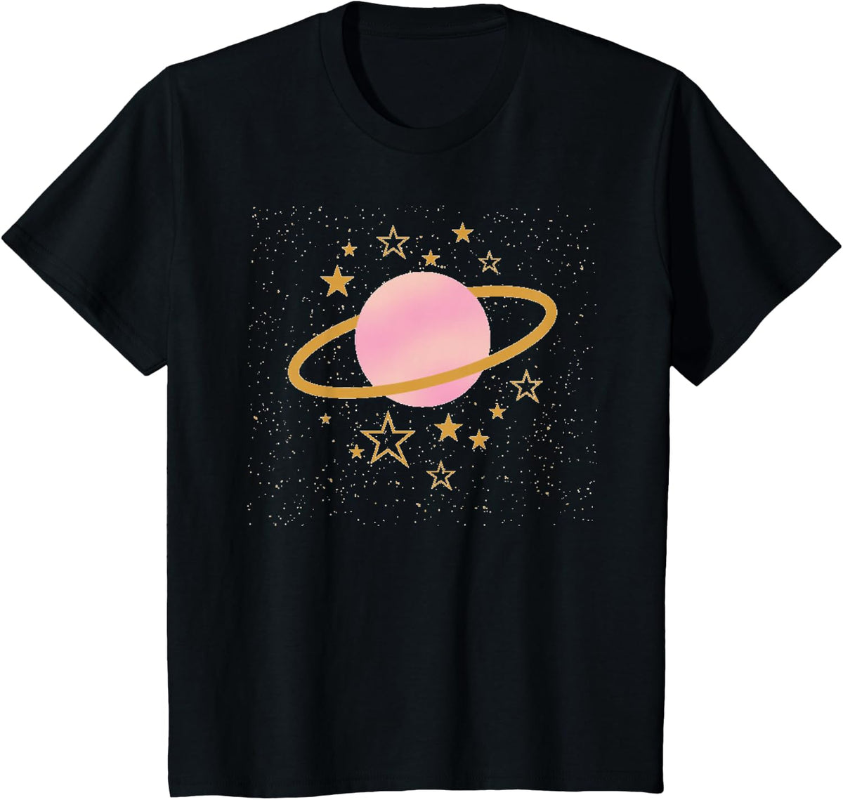 Saturn Solar System T-Shirt Tee for Space Astronomy Lovers Planets Stars Galaxy Gift - Black