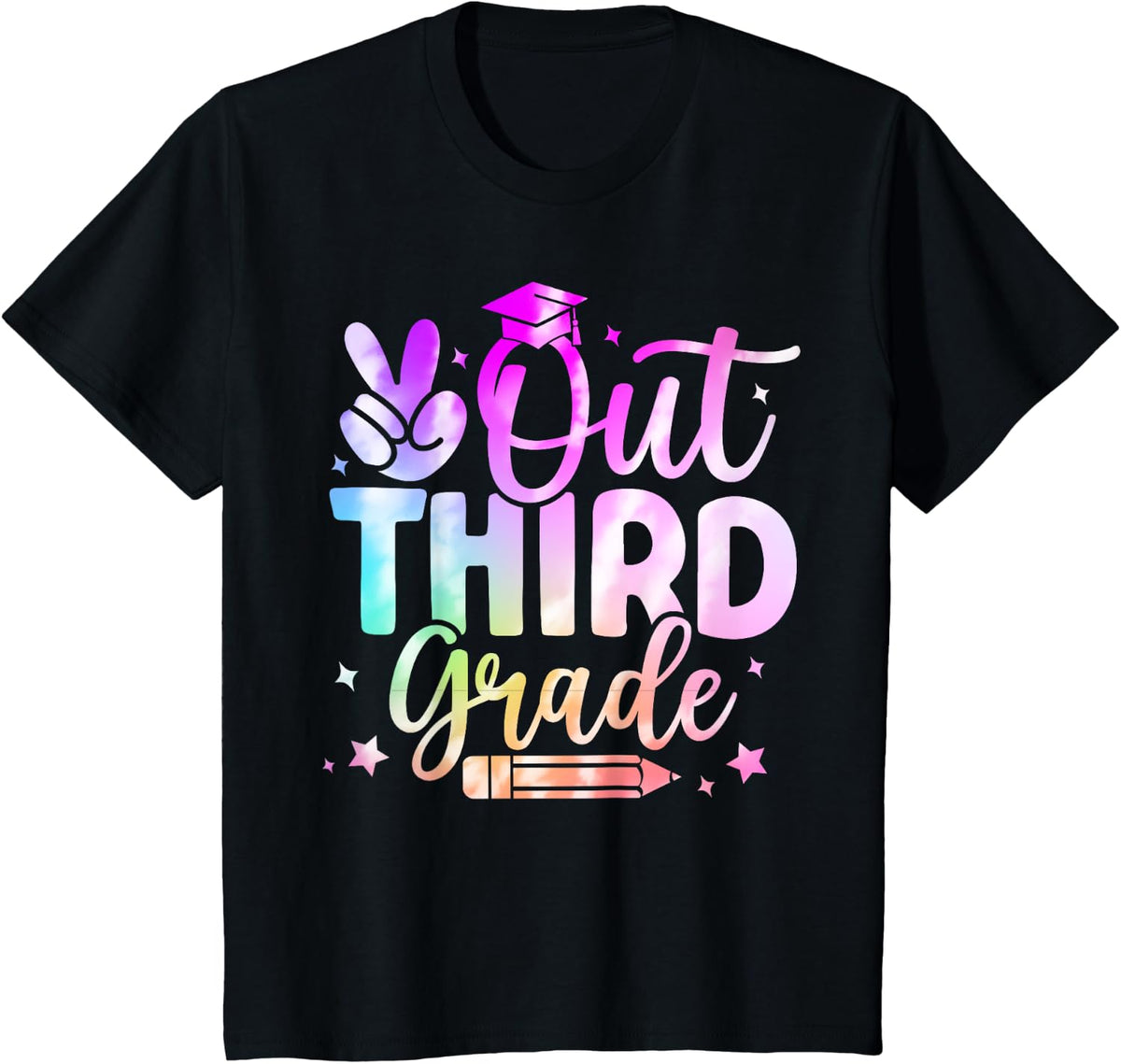 Peace Out 3rd Grade Graduation Tie Dye Last Day Of School T-Shirt - Black