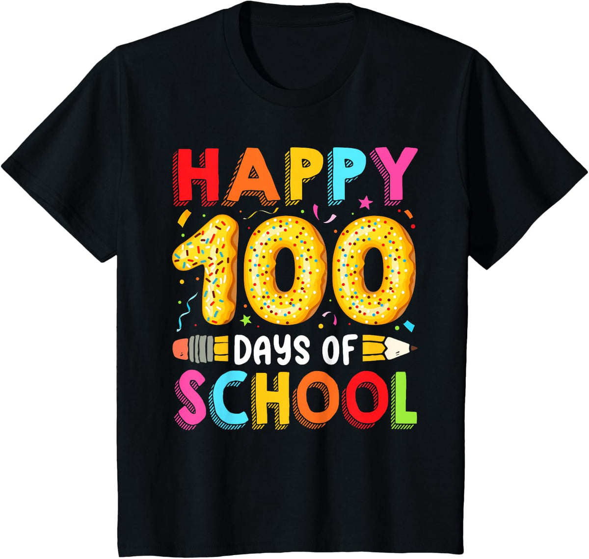 100th Day of School Teachers Student Cute 100 Days Of School T-Shirt - Black
