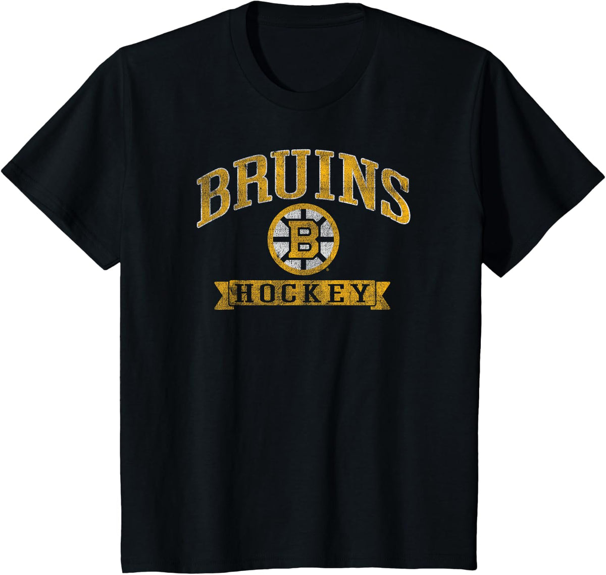 Boston Bruins Vintage Hockey Black NHL Officially Licensed T-Shirt - Black