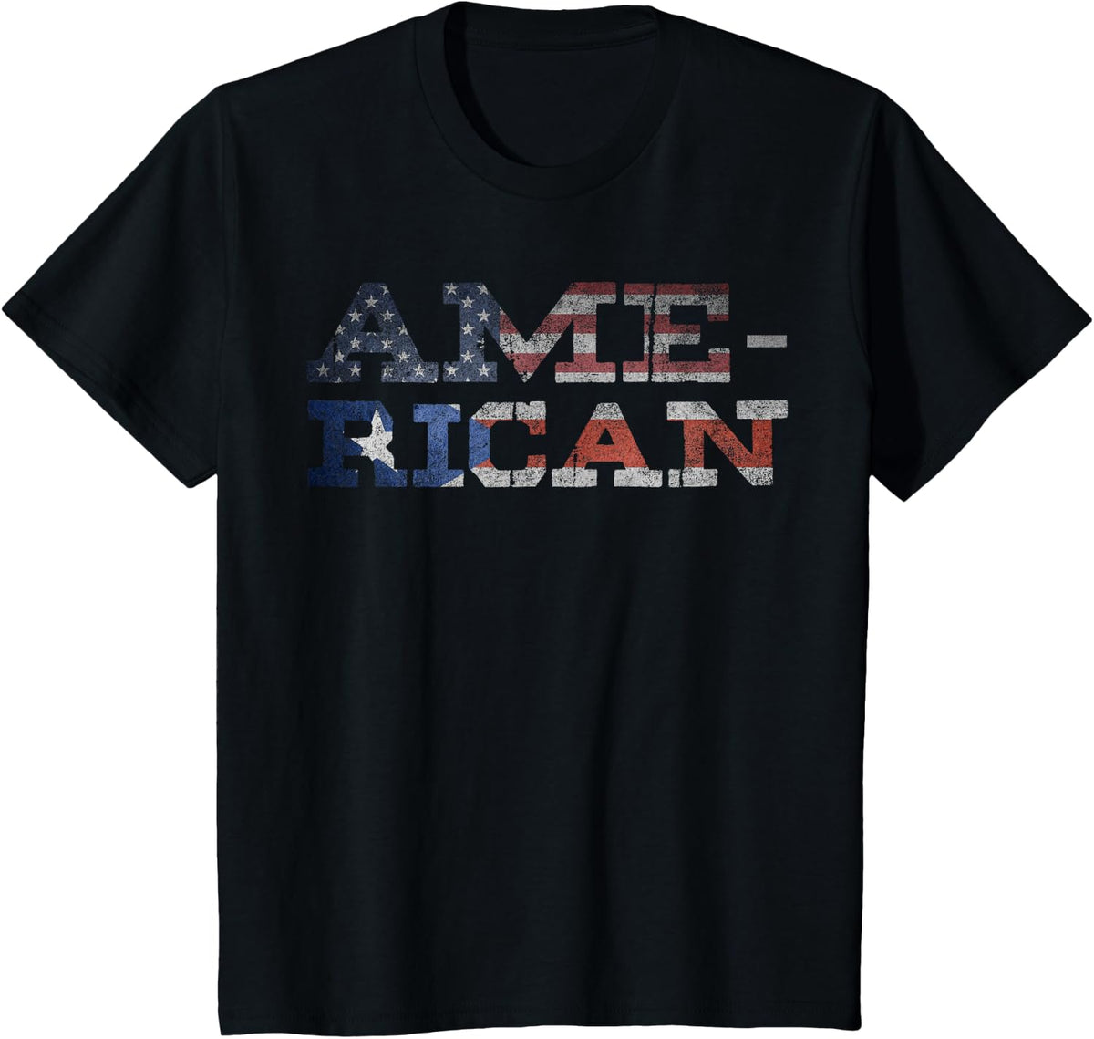 Ame-Rican Shirt American Puerto Rican Gift July 4th USA Flag T-Shirt - Black