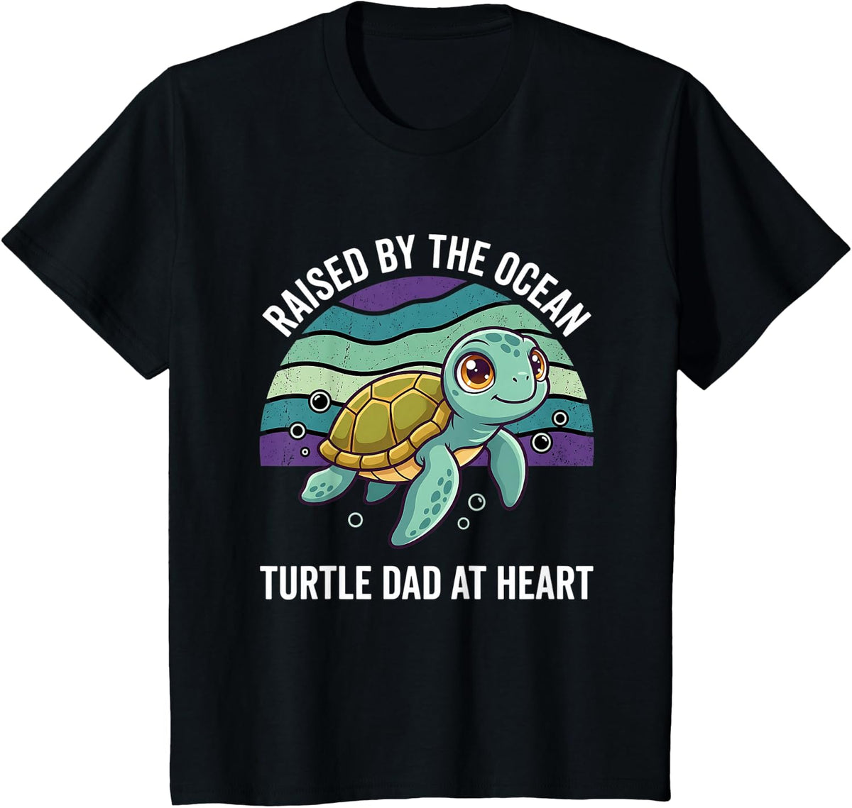 Cute Sea Turtle Underwater Design T-Shirt - Black