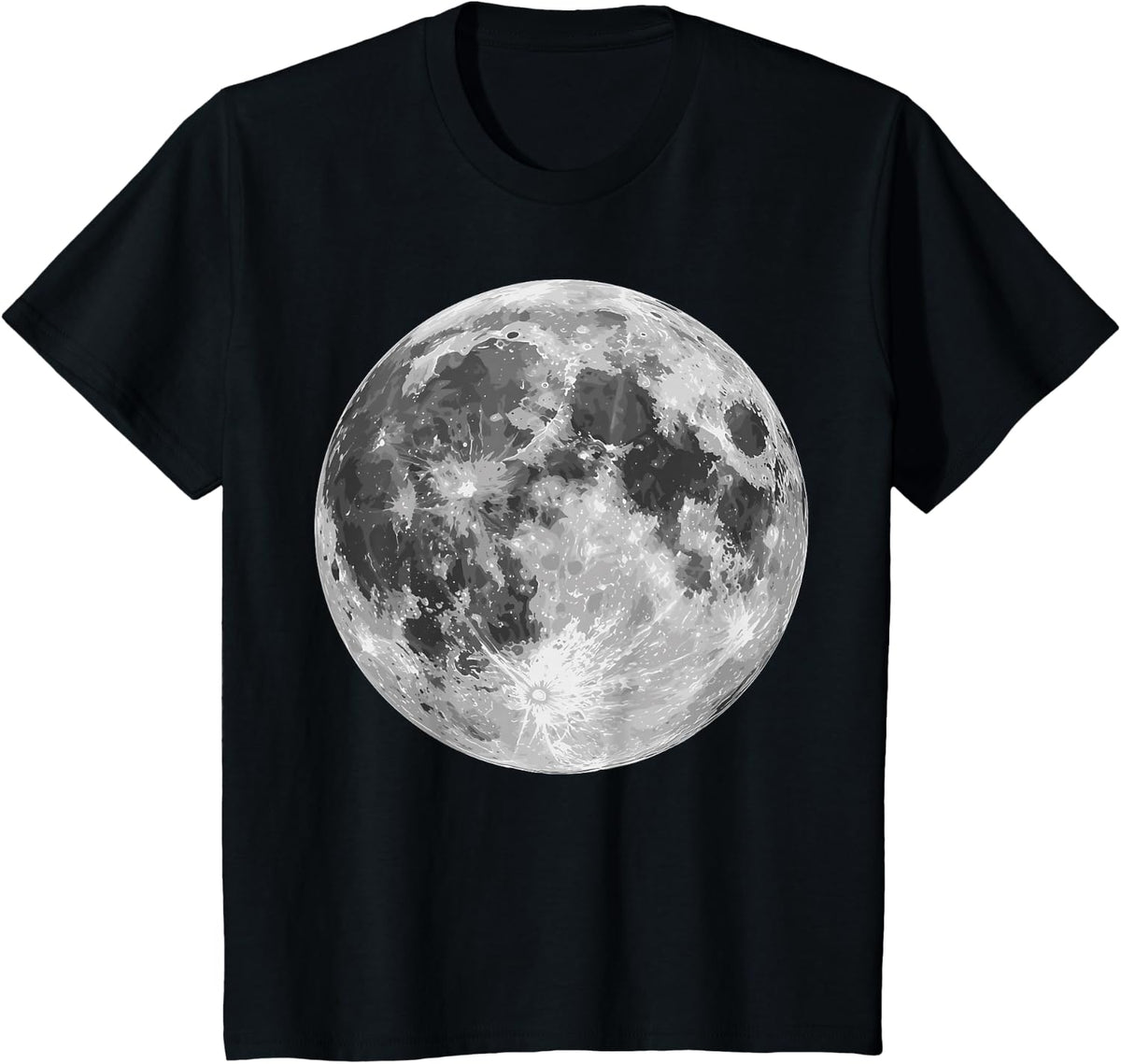 Detailed Full Moon Lunar Graphic T-Shirt - Black