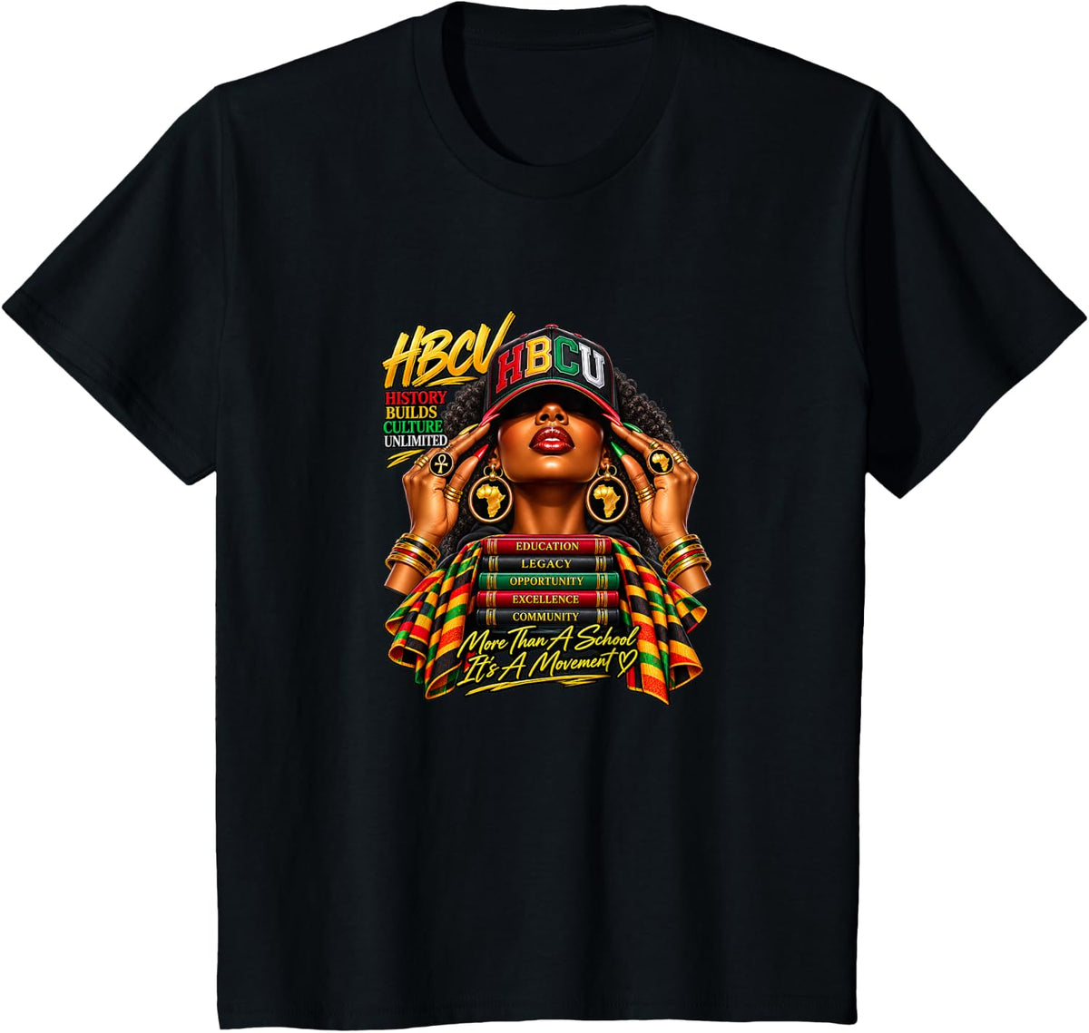 HBCU History Builds Culture Excellence Graphic Tee T-Shirt - Black