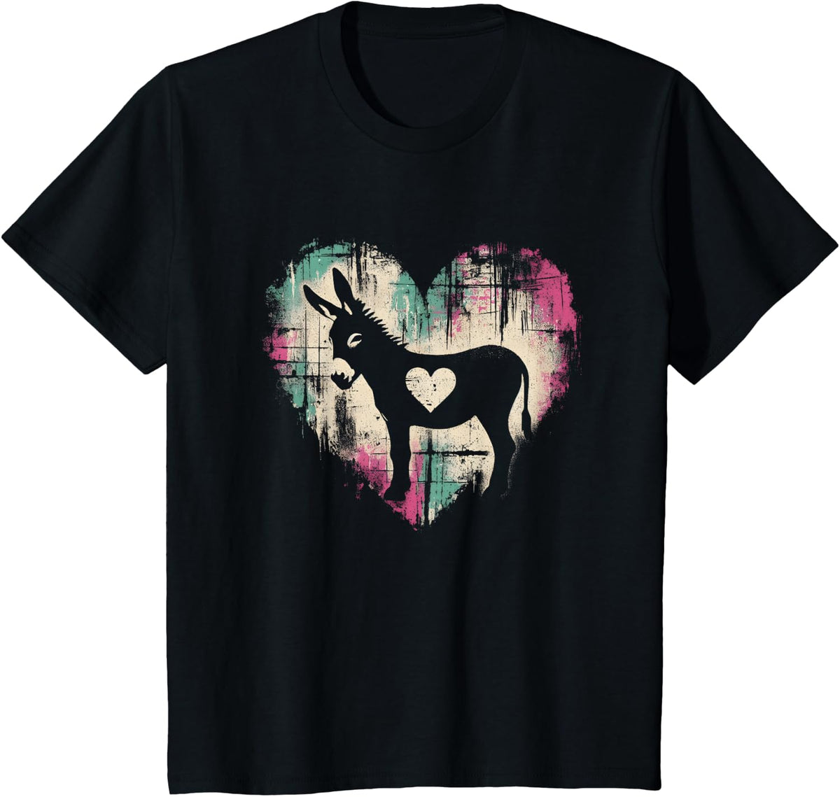 Donkey Heart - Vintage Funny Donkey Lover T-Shirt - Black