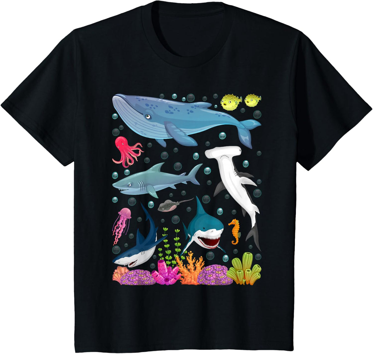 Shark Wildlife Ocean Sea Animal Marine Animal T-Shirt - Black