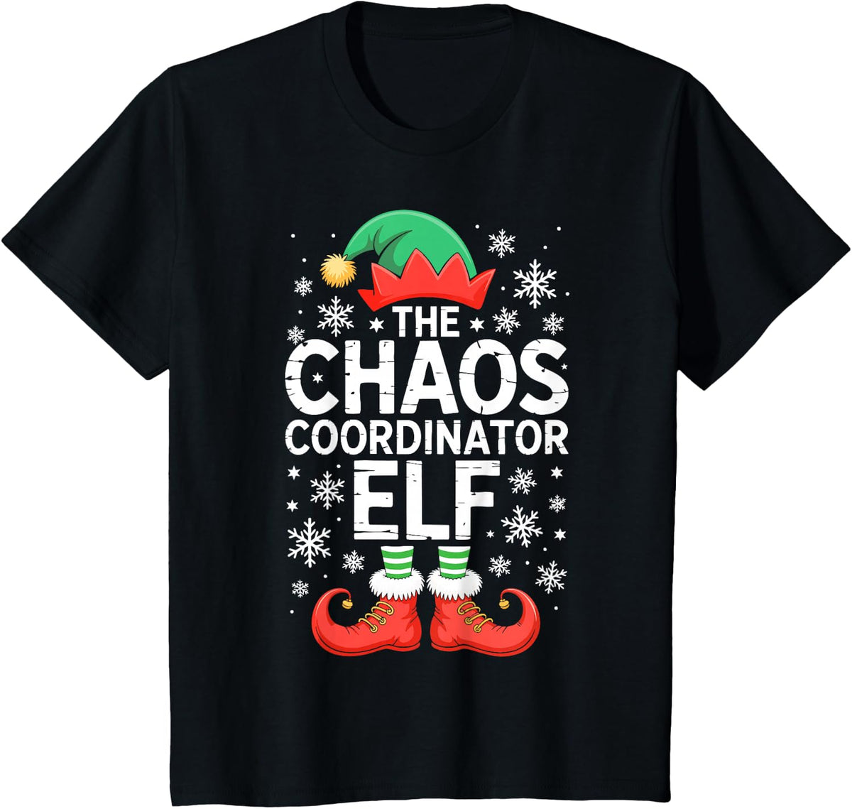 The Chaos Coordinator Elf Shirt Family Matching Christmas T-Shirt - Black