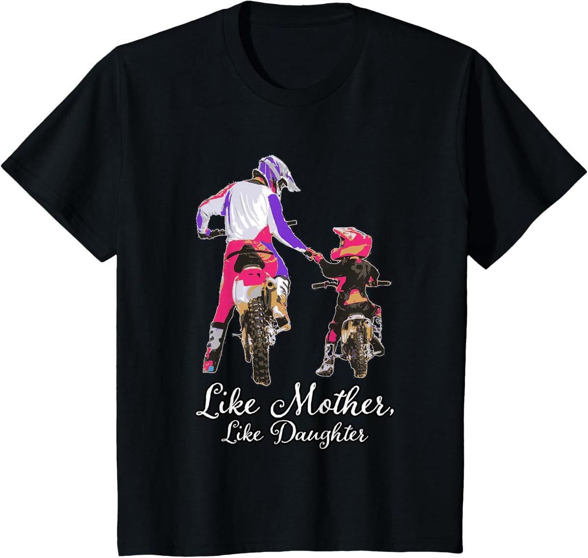 Like mother and daughter, dirt bike, motocross off-roading T-Shirt - Black