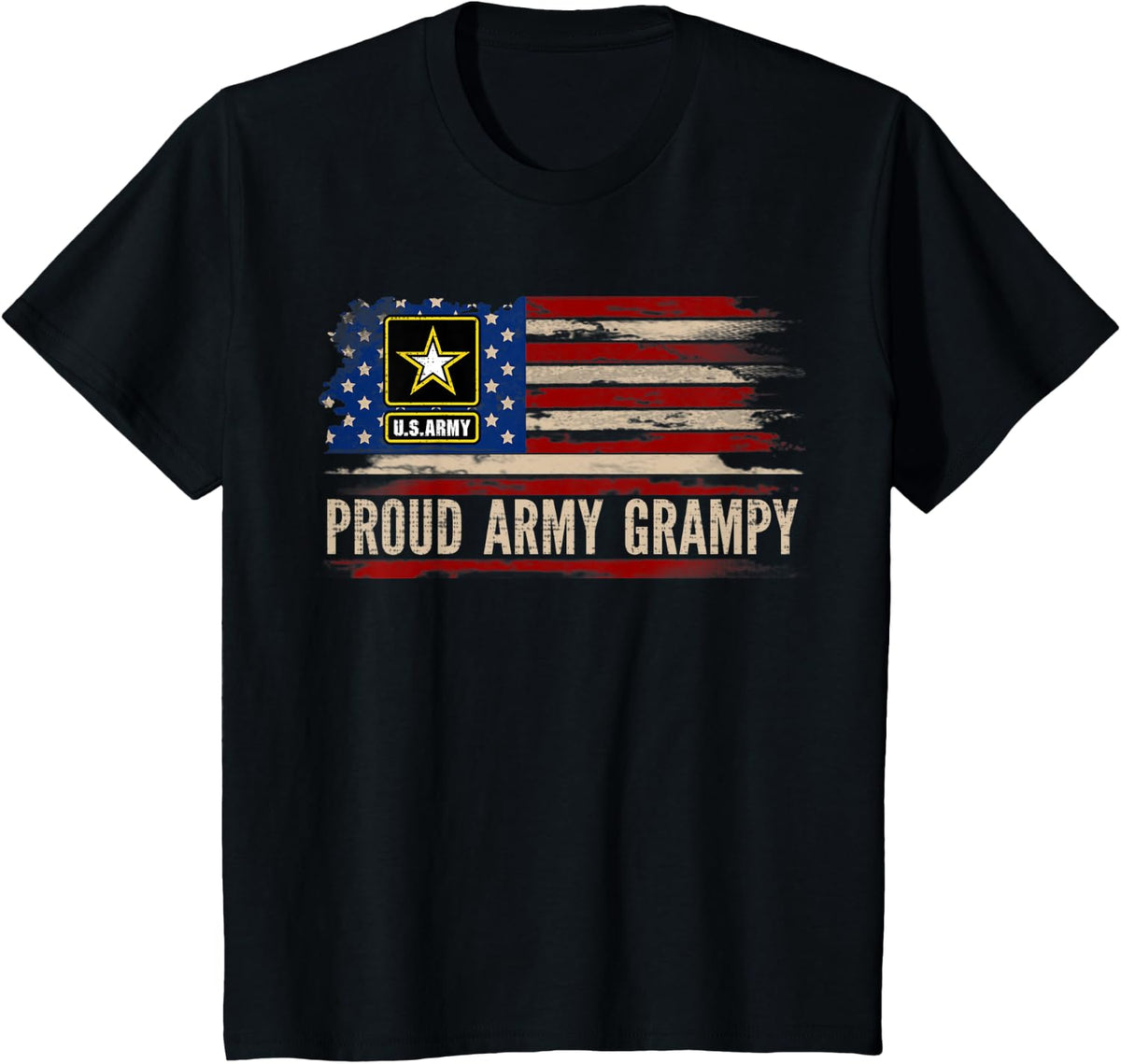 Vintage Proud Army Grampy American Flag Veteran Gift T-Shirt for Women Kids Men - Black