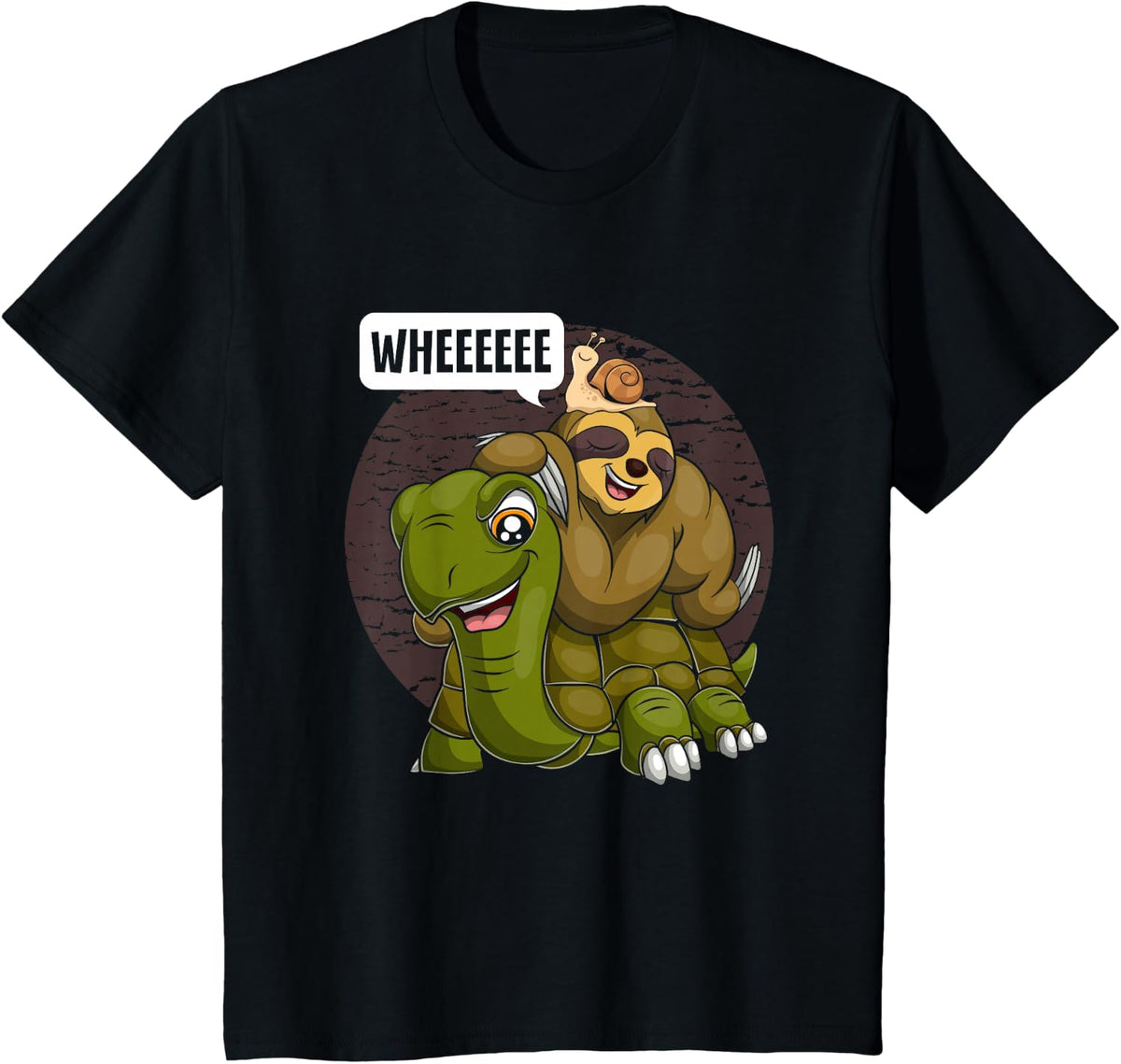 Snail Riding Sloth Riding Turtle Whee Funny Animals Sloth T-Shirt - Black