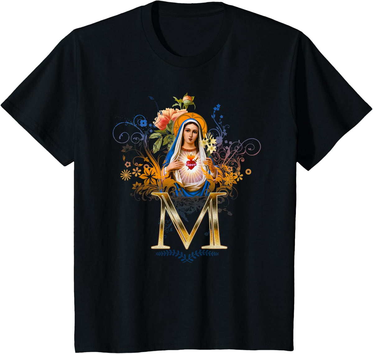 Immaculate Heart of Mary Devotion Gifts Catholic T-Shirt - Black
