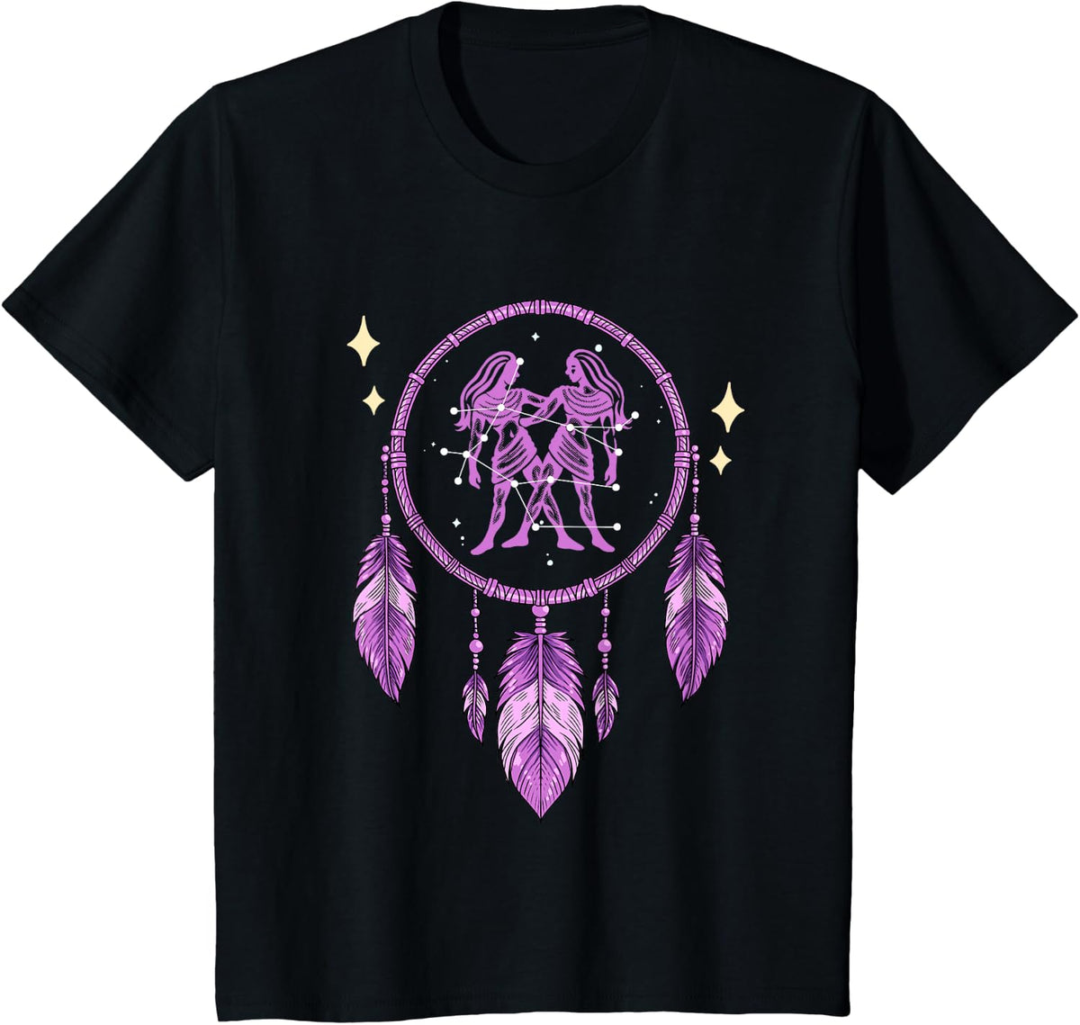 Gemini Zodiac Sign T-Shirt - Black