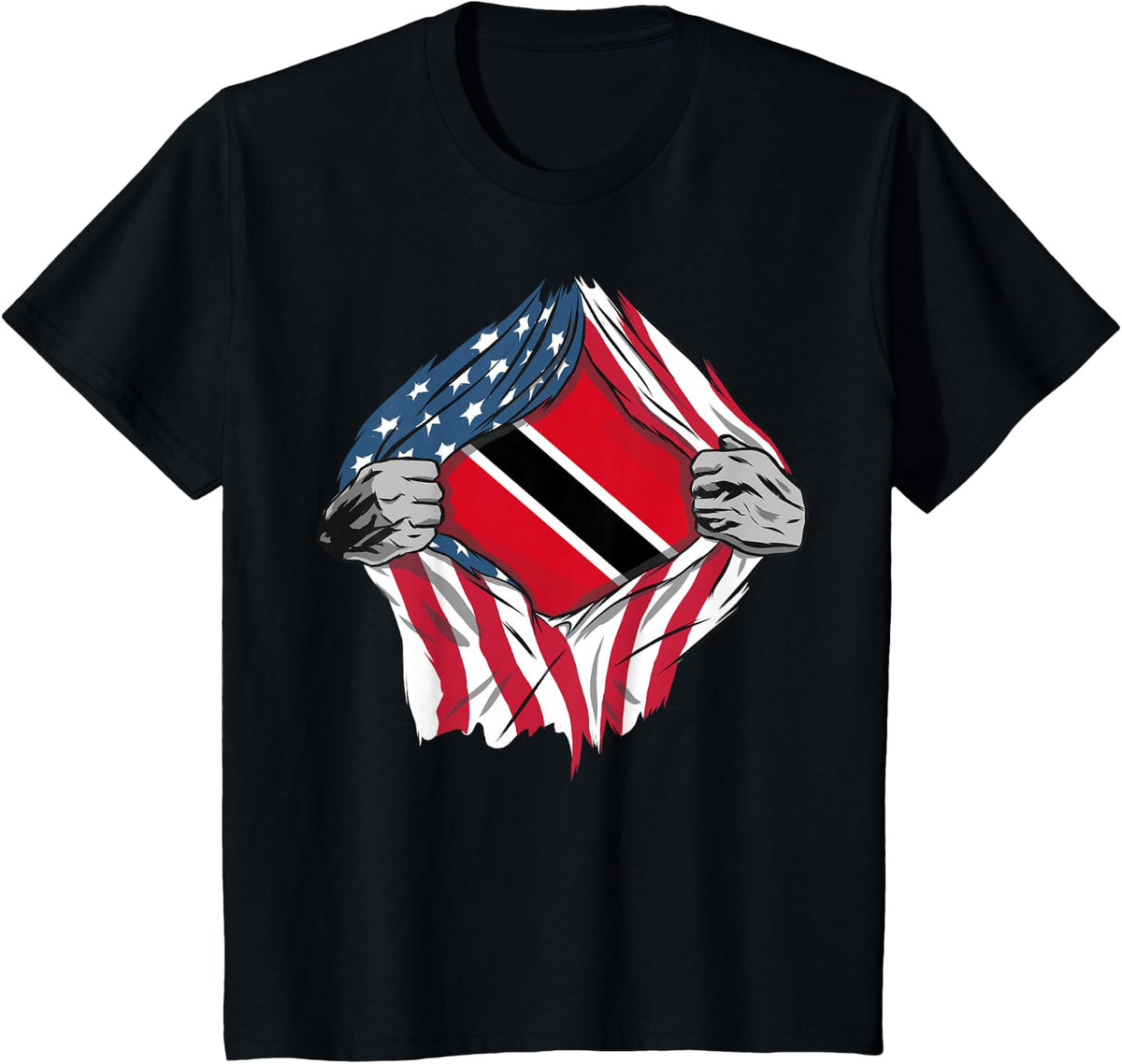 Trinidad and Tobago American Blood Inside Me - Country Flags T-Shirt - Black