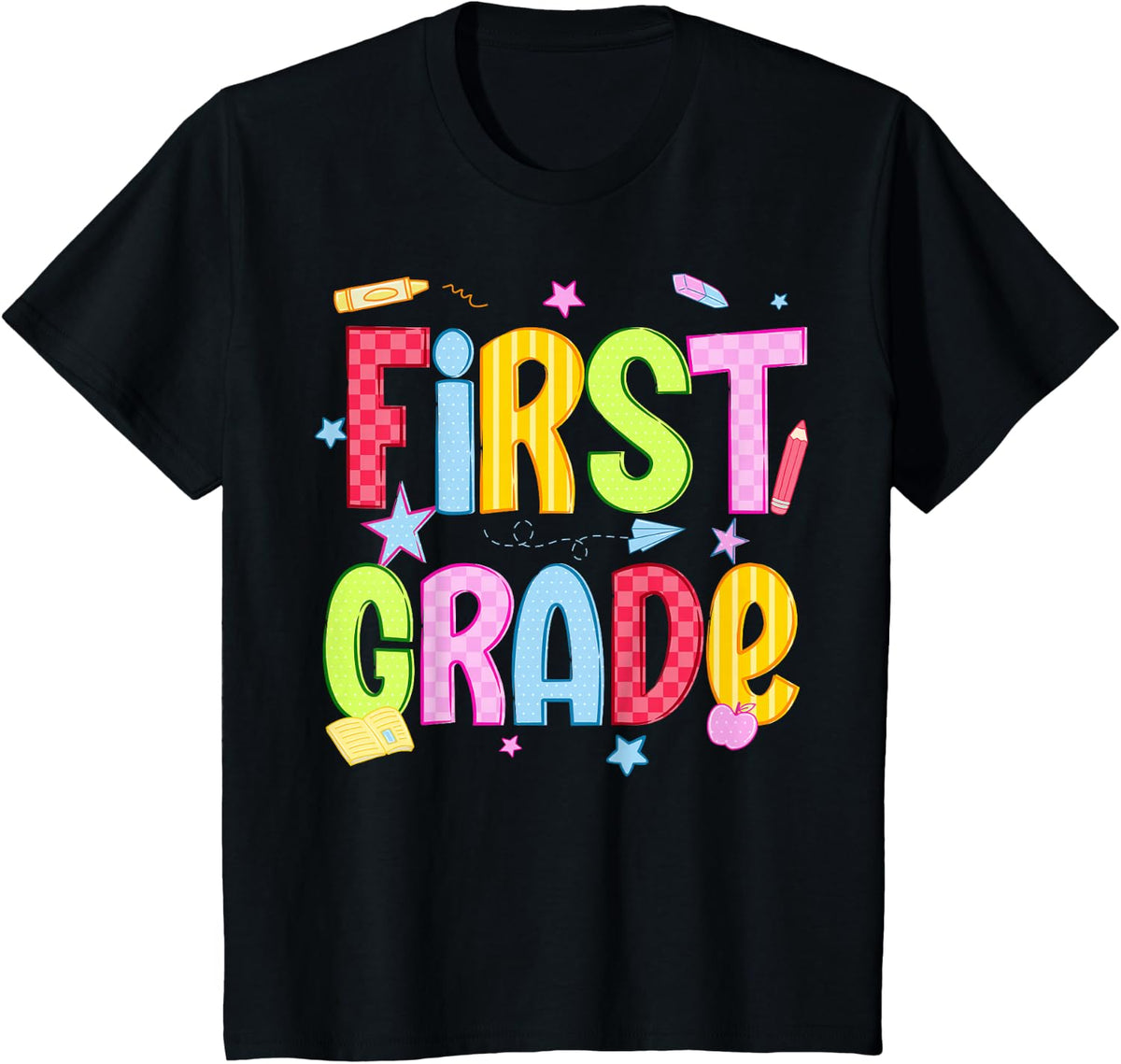 First Grade Team 1st Grade Back to School Teacher Kids T-Shirt - Black