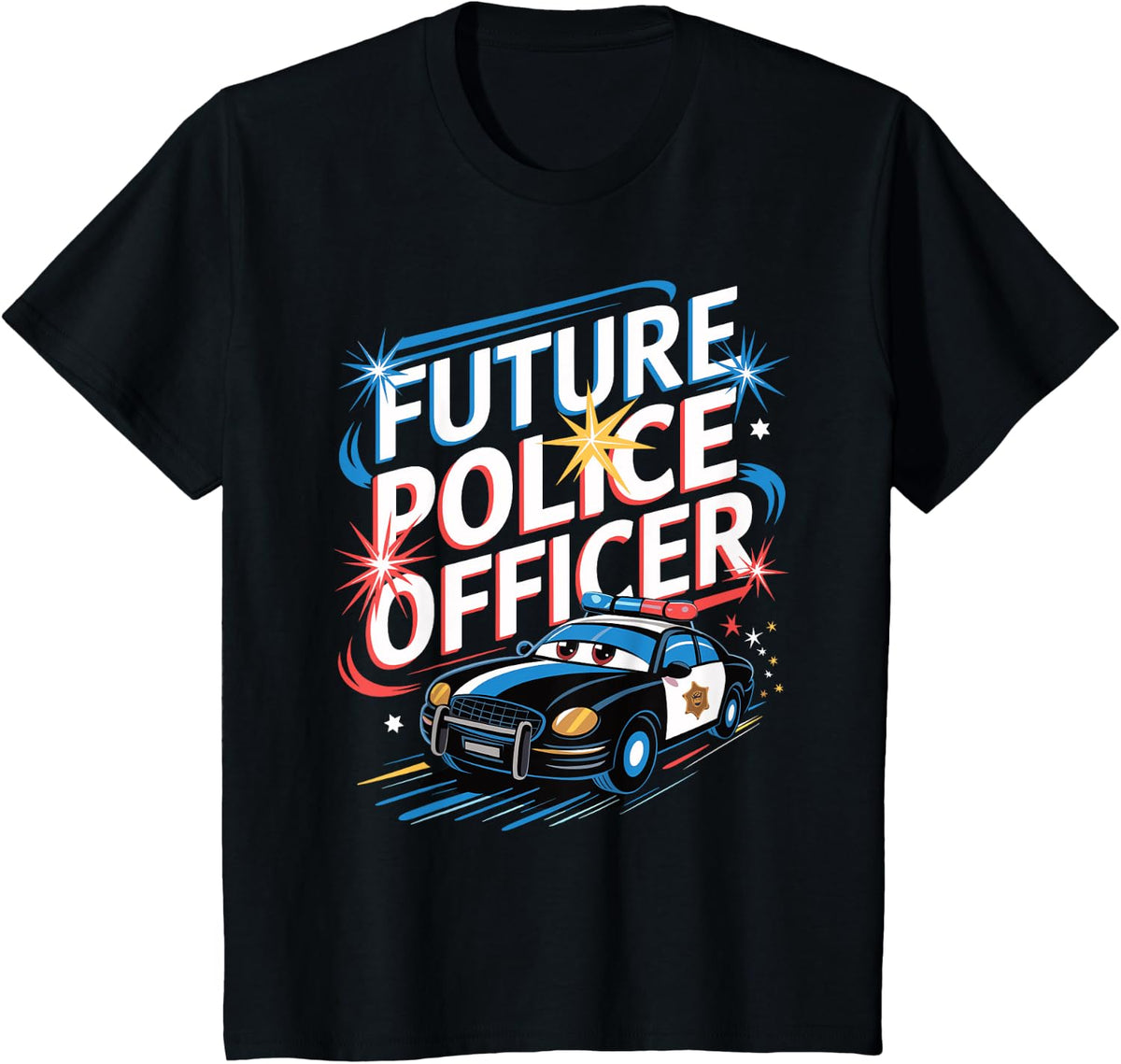 Wee Woo Police Car Police Costume Future Police Officer T-Shirt - Black