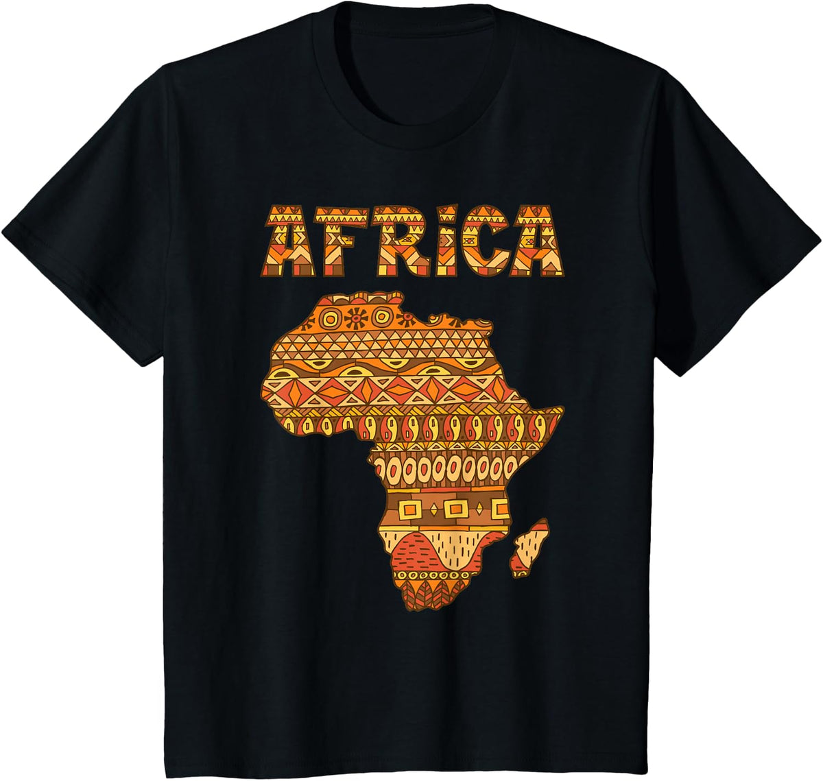 Africa map T-Shirt Proud Traditional Pattern Continent Love - Black