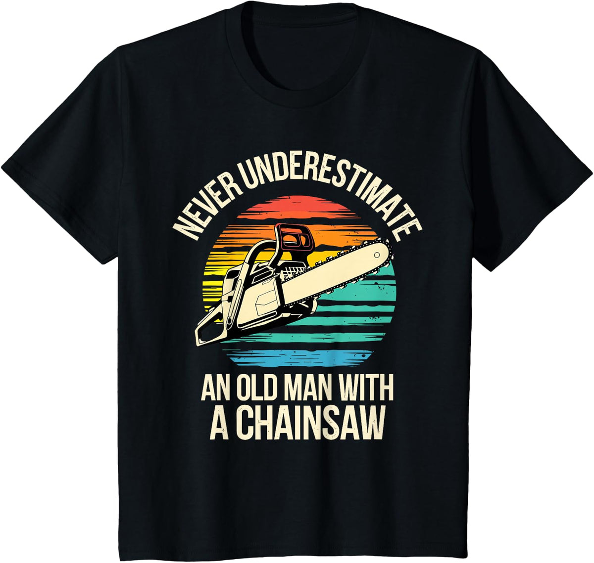 Lumberjack Art for Grandpa Men Logger Chainsaw Tree Cutter T-Shirt - Black