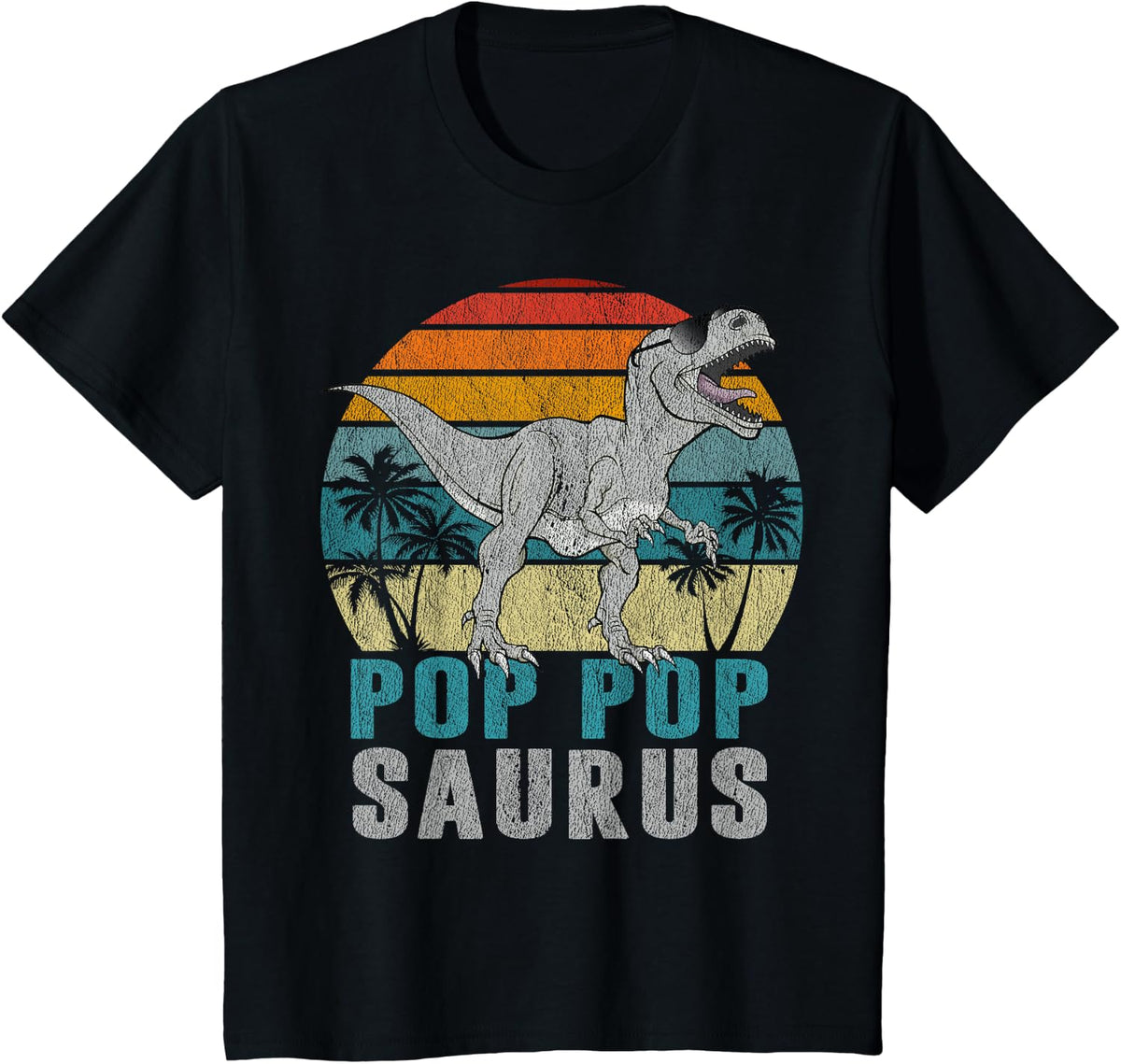 Pop-popsaurus T Rex Dinosaur Pop-pop Saurus Father's Day T-Shirt - Black