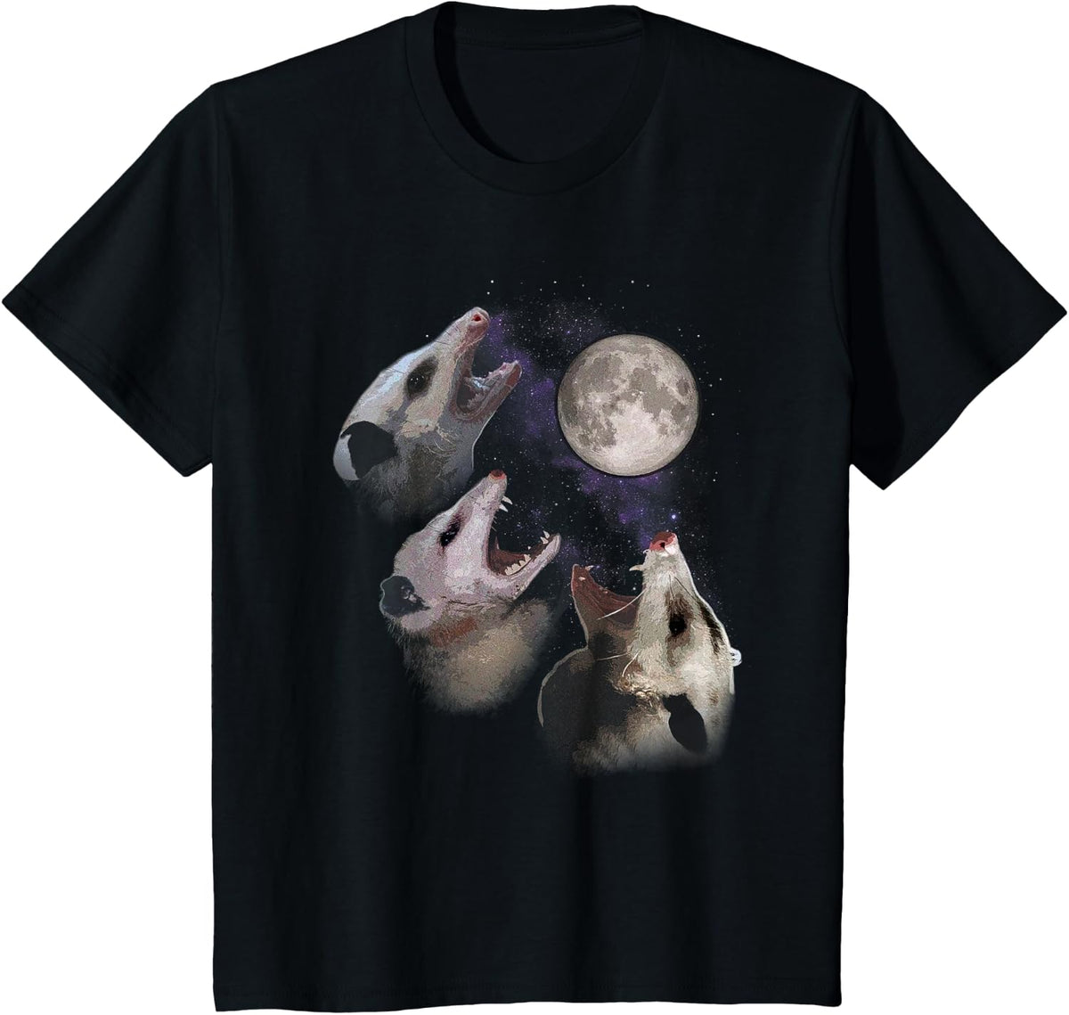 Funny Three Opposum Moon With 3 Possums Howling & Dead Moon T-Shirt - Black