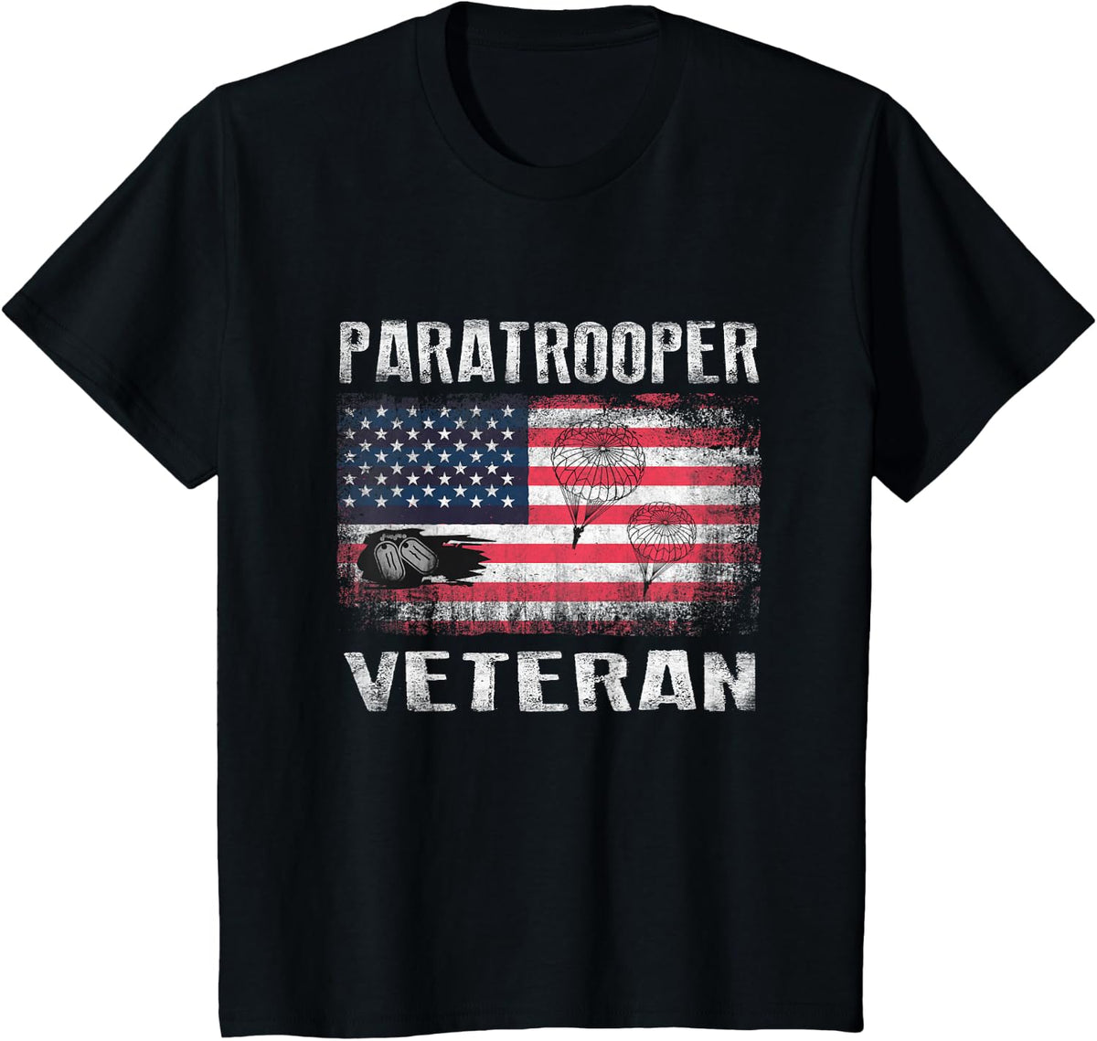 US Paratrooper Veteran Airborne Army T-Shirt - Black