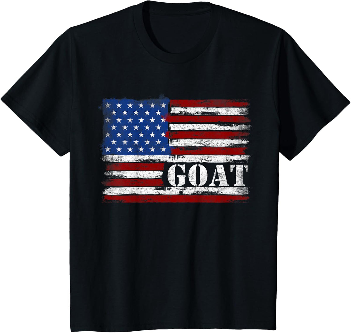 Vintage Goat Bold Text USA Flag Animal Lover T-Shirt - Black