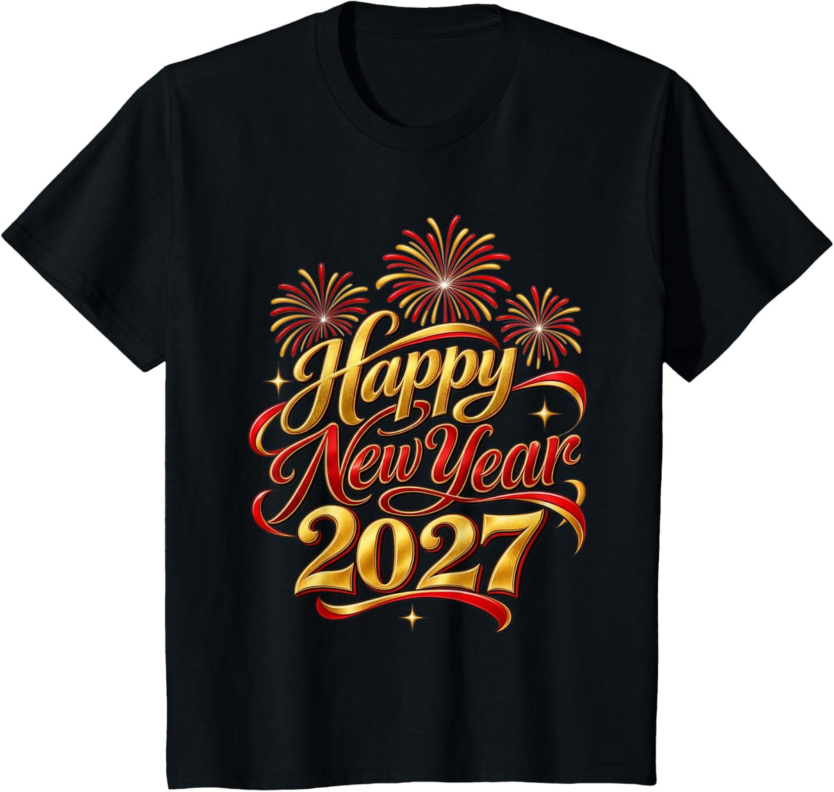 Happy New Year Elegant Festive Party Celebration 2027 T-Shirt - Black