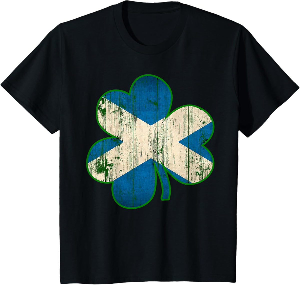 Scottish Flag Irish Shamrock Shirt St Patricks Day Tee T-Shirt - Black